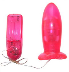 elowy penis analny z przyssawk, koloru rowego, o gruboci 4,2 cm i dugoci 12 cm. Z wibratorem.